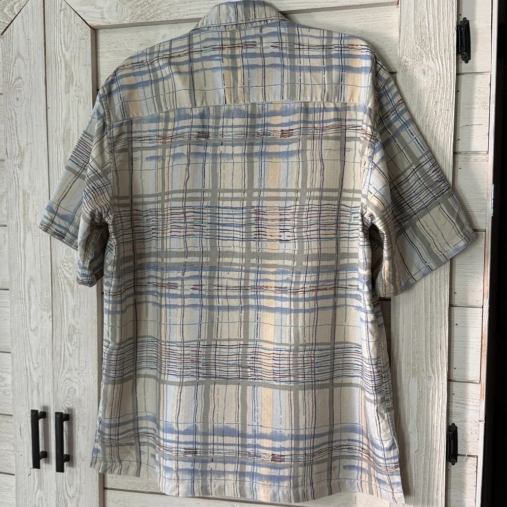 Men’s Tori Richard 100% silk button down shirt in casual loose earth tones plaid - Picture 4 of 6